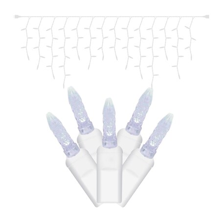 Vickerman White Wire M5 Twinkle 9 ft. Long Icicle Light Set with Cool White LED Lights X6W3205T